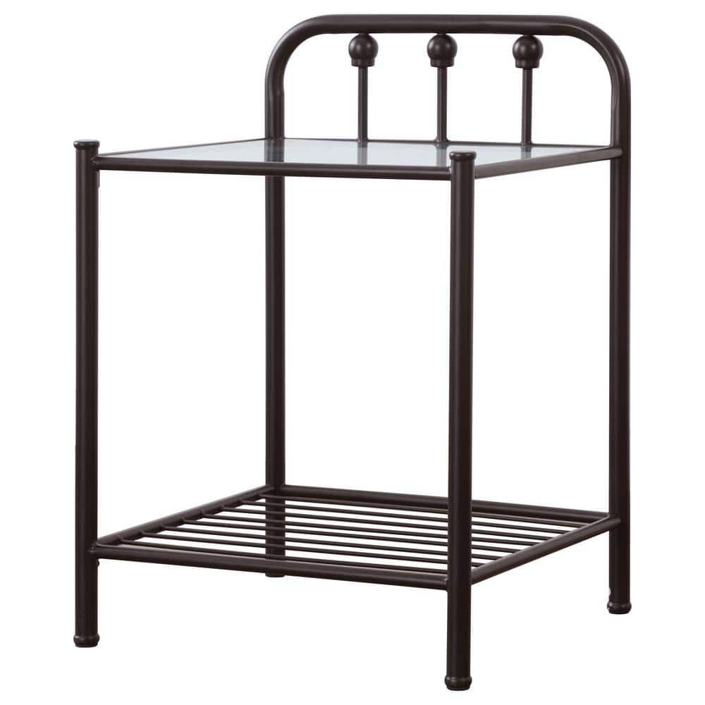Coaster Livingston Traditional 1 Shelf Metal Nightstand with Glass Top Dark Bronze