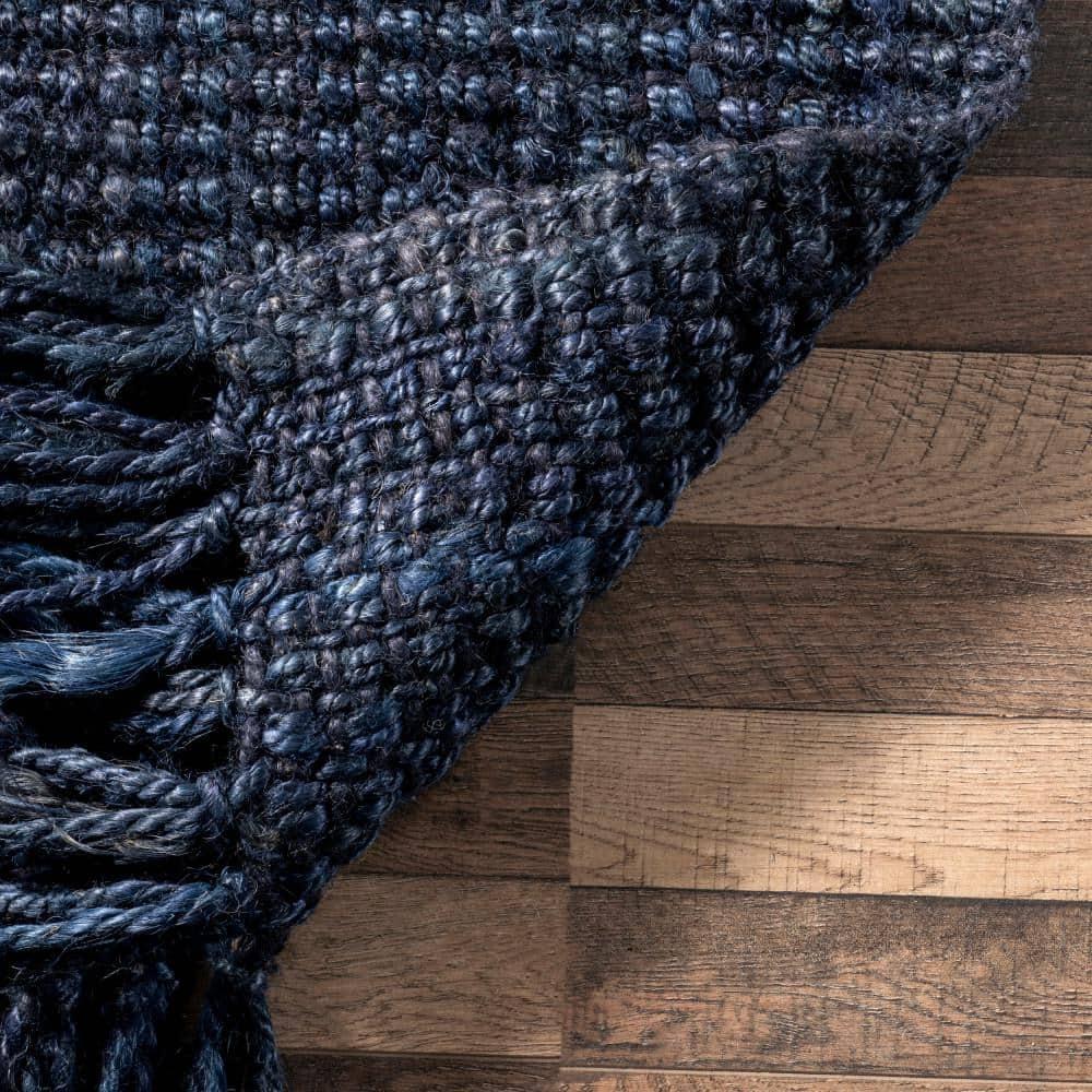 nuLOOM Daniela Chunky Jute Navy 3' x 5' Farmhouse Area Rug