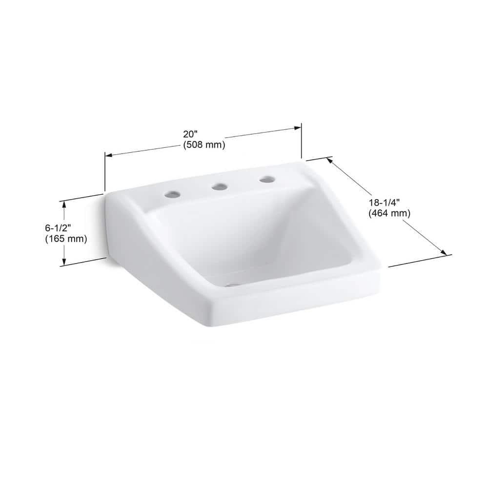 Greenwich Vitreous China Rectangular Wall Mount Bathroom Sink with Overflow