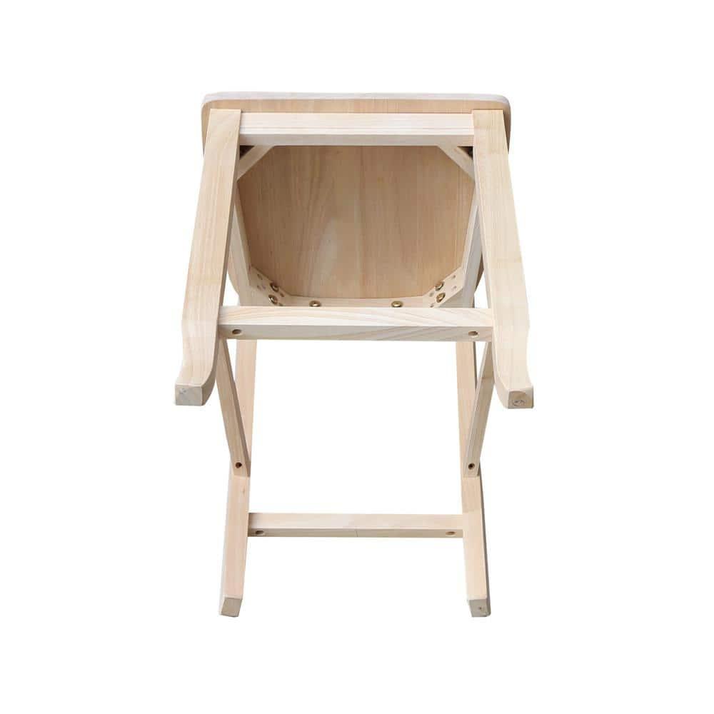 International Concepts 24" Double X Back Counter Height Barstool Unfinished: Solid Wood, Kitchen Island Seating