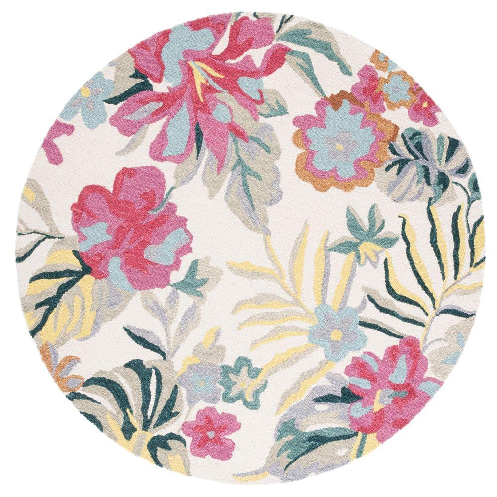 Jardin JAR151 Hand Tufted Area Rug - Ivory/Pink - 6' Round - Safavieh