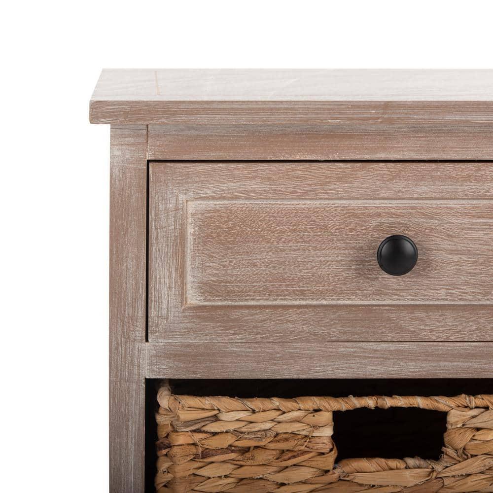 Herman Storage Unit with Wicker Baskets - White Wash - Safavieh.