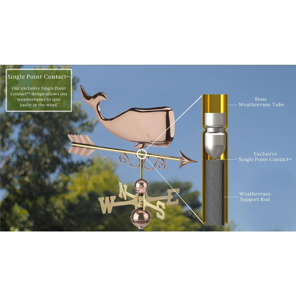 Save the Whales Pure Copper Weathervane- Good Directions: Outdoor Decorative Sculpture, 40" Max Height