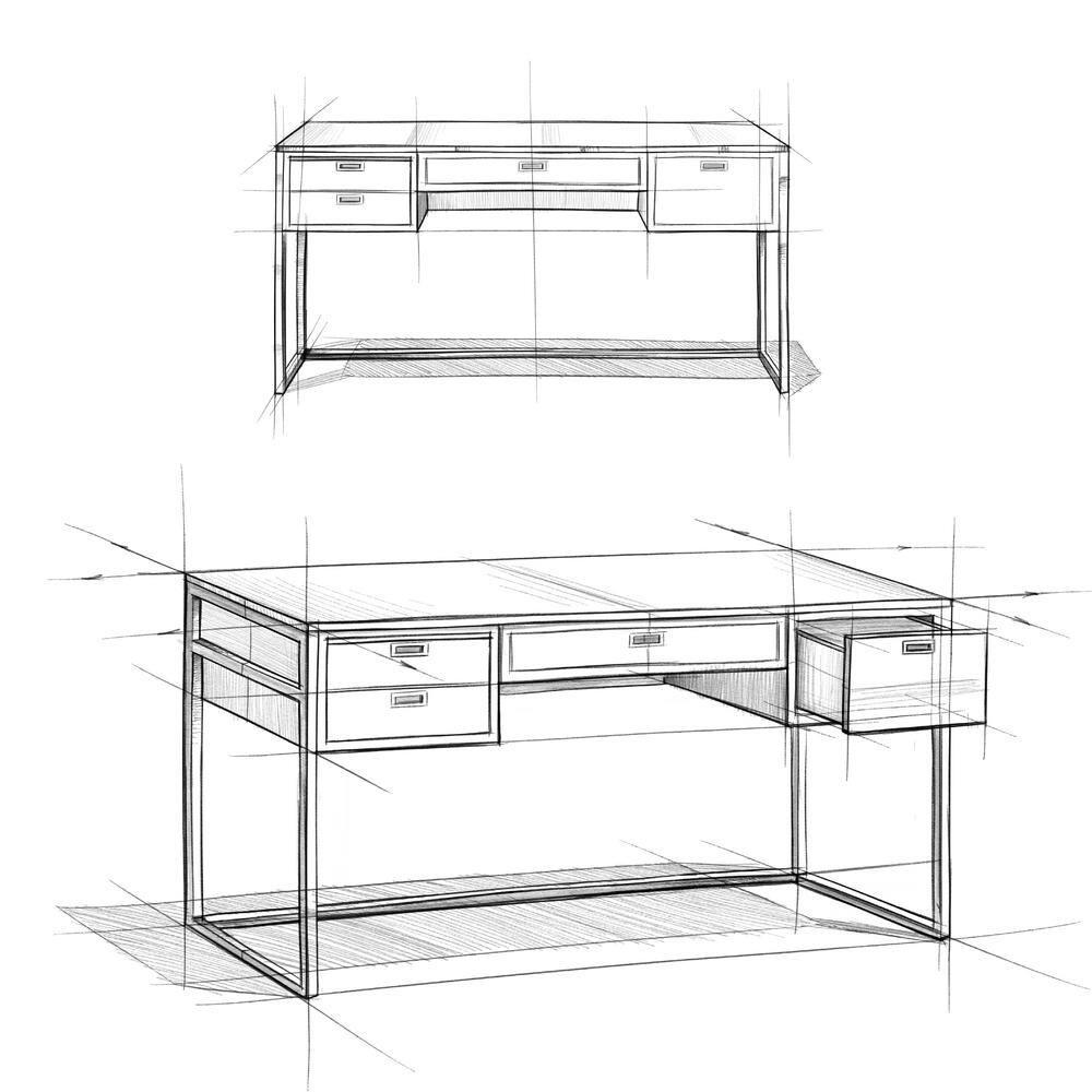 Simpli Home Richmond 60"W Solid Acacia Wood Desk, Industrial Style with Keyboard Tray and 3 Drawers