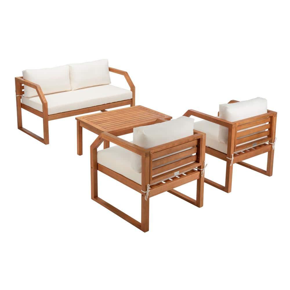 Dren 4 Piece Living Set - Indoor/Outdoor - PAT7067 - Natural/Beige - Safavieh