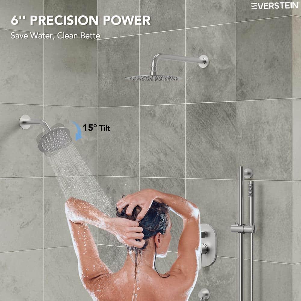 DualJetSpa 3-Function Round 10" & 6" Dual Shower Faucet System with Pressure Balancing Rough-In Valve