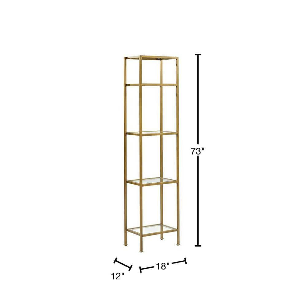 73" Aimee Narrow Etagere - Crosley: Modern Luxury Glass Shelf Unit, Powder-Coated Steel Frame, 4-Tier
