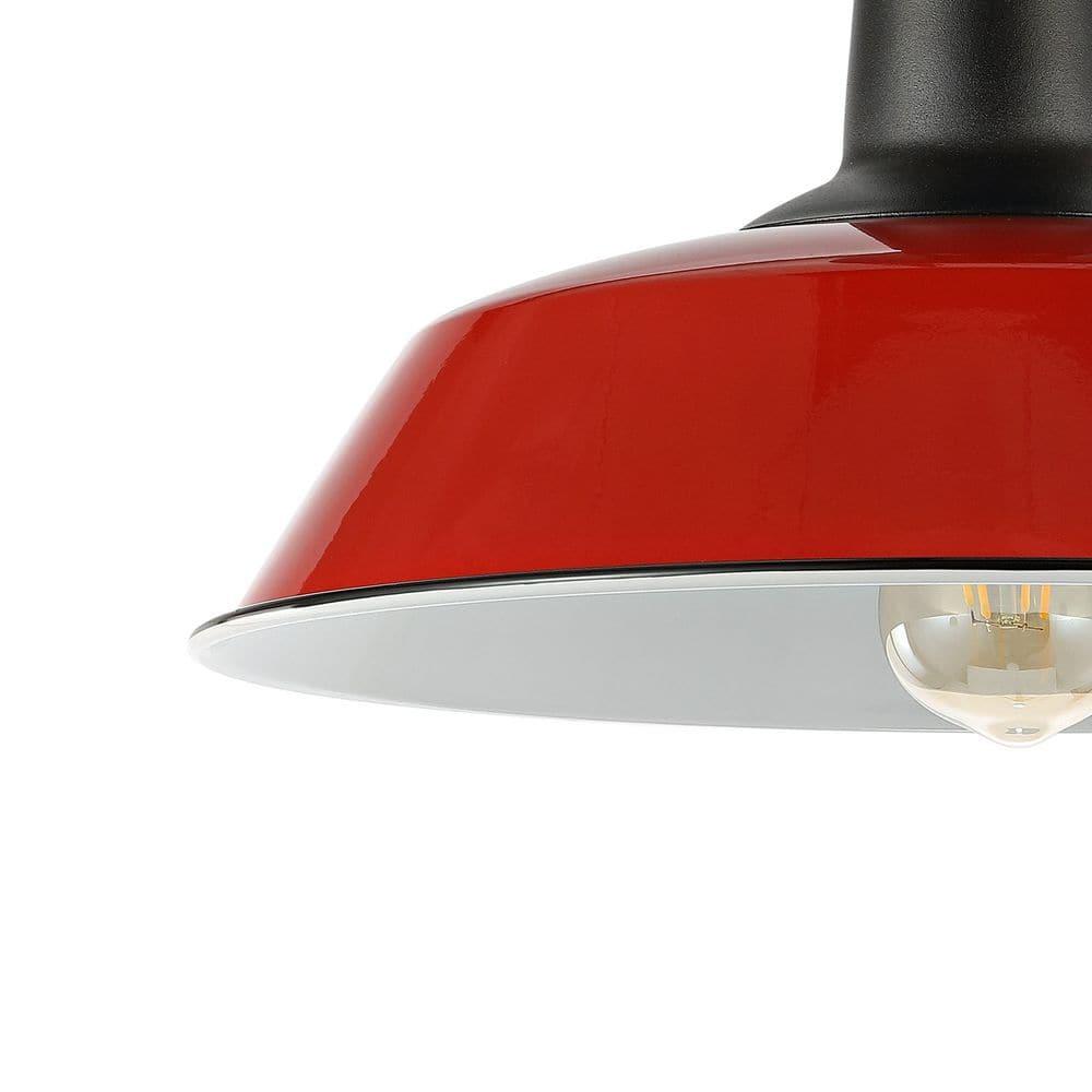 Camila 14" 1-Light Classic Industrial Indoor/Outdoor Iron LED Semi Flush Mount, Red/White