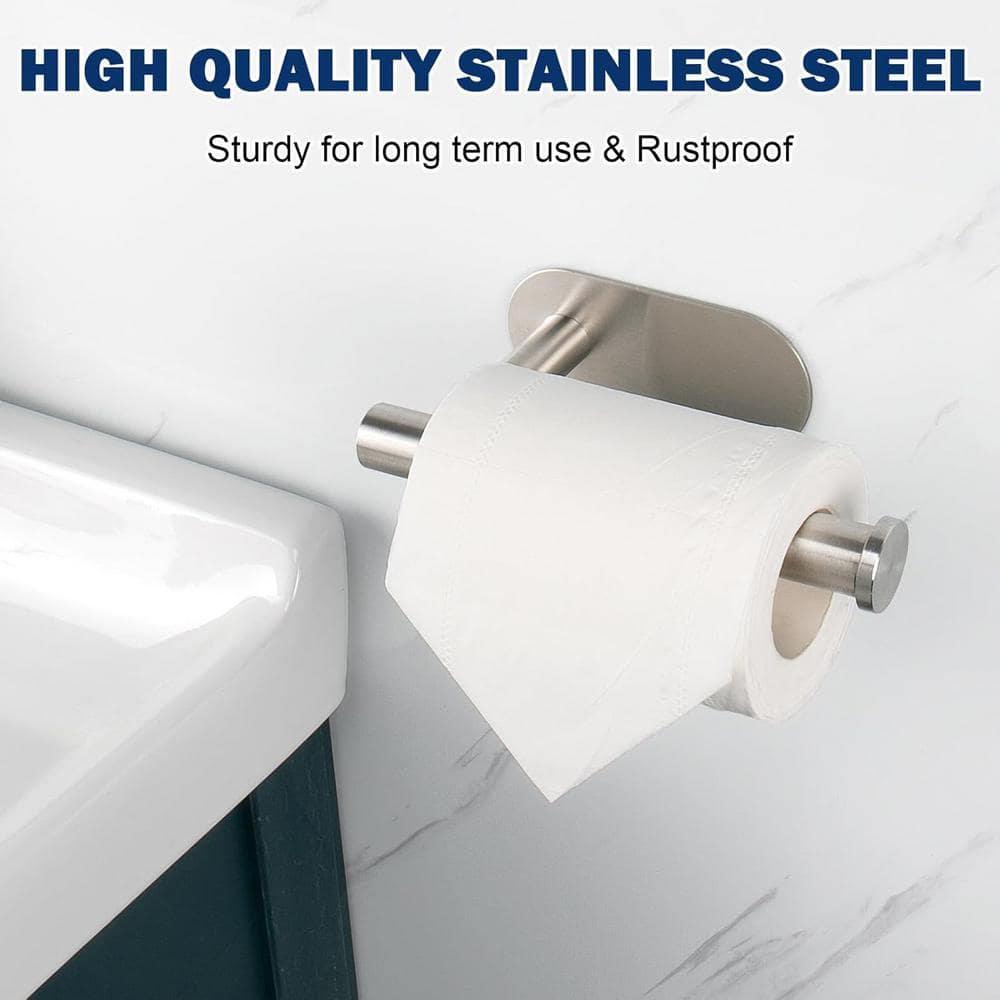 Toilet Paper Holder,Brushed Nickel,Wall Mount, Upgraded Adhesive Toilet Roll Holder,no Drilling,Bathroom/Rv/Washroom,SUS 304 Stainless Steel,Rustproof (Brushed Nickel, 1 Piece)