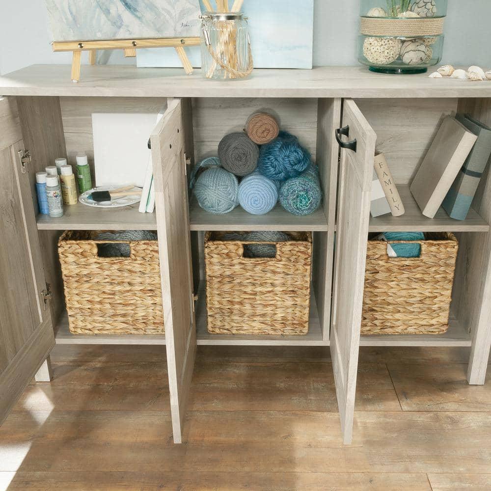 Sauder Horizontal Storage Cabinet with 3 Adjustable drawers Chalk Oak