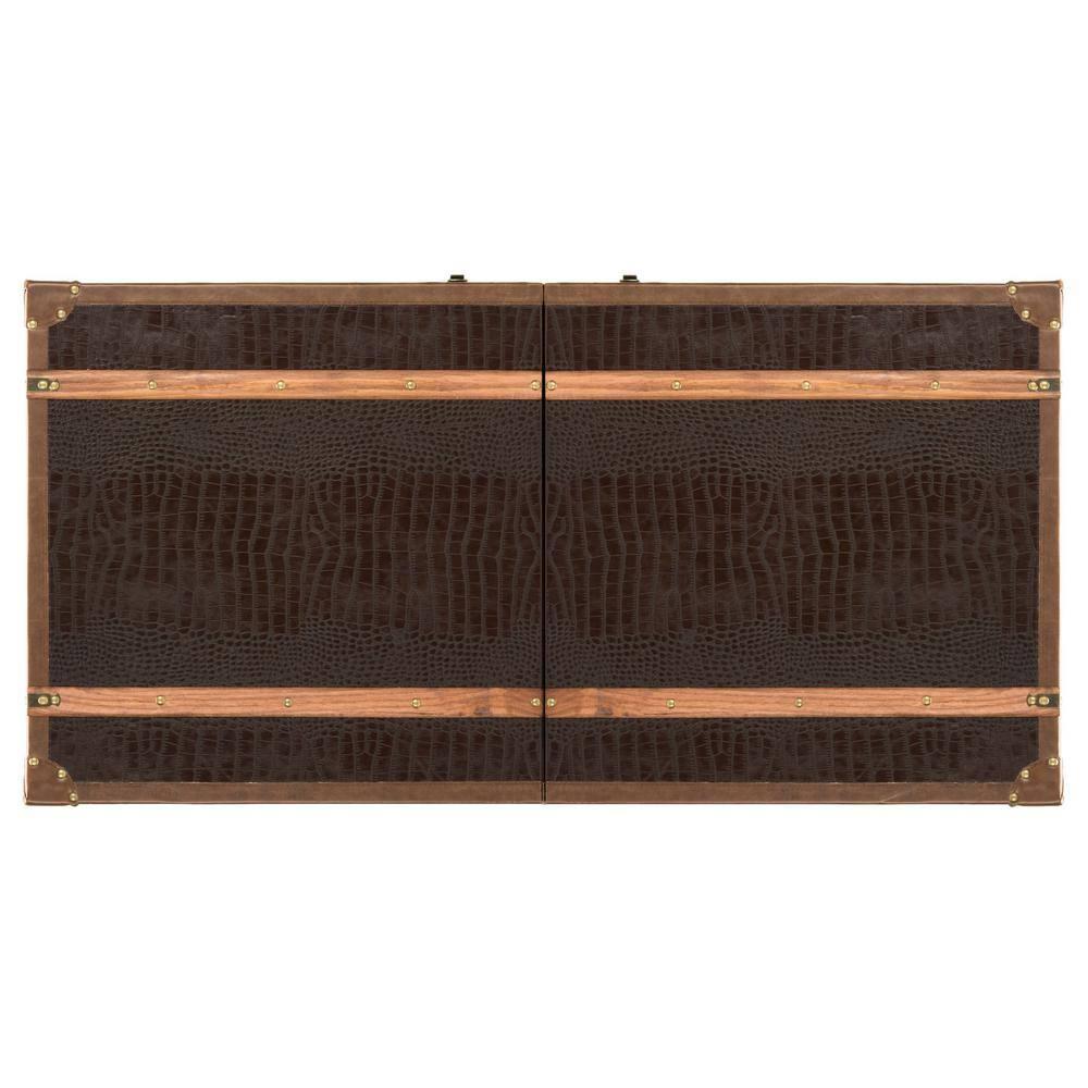 SAFAVIEH Zoe Modern Animal Print Storage Coffee Table with Wine Rack, Brown