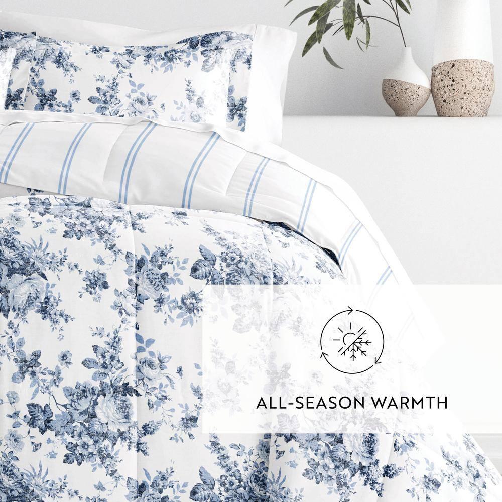 Becky Cameron Stone All Season Down-Alternative Comforter Set in Cabbage Rose Stripe & Reviews | Wayfair
