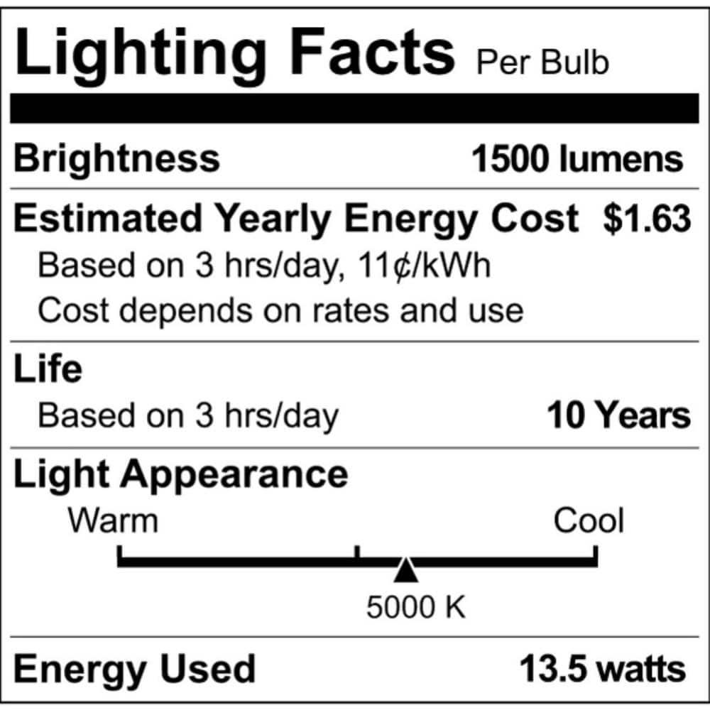 100-Watt Equivalent A19 Non-Dimmable E26 LED Light Bulb Daylight 5000K (4-Pack)