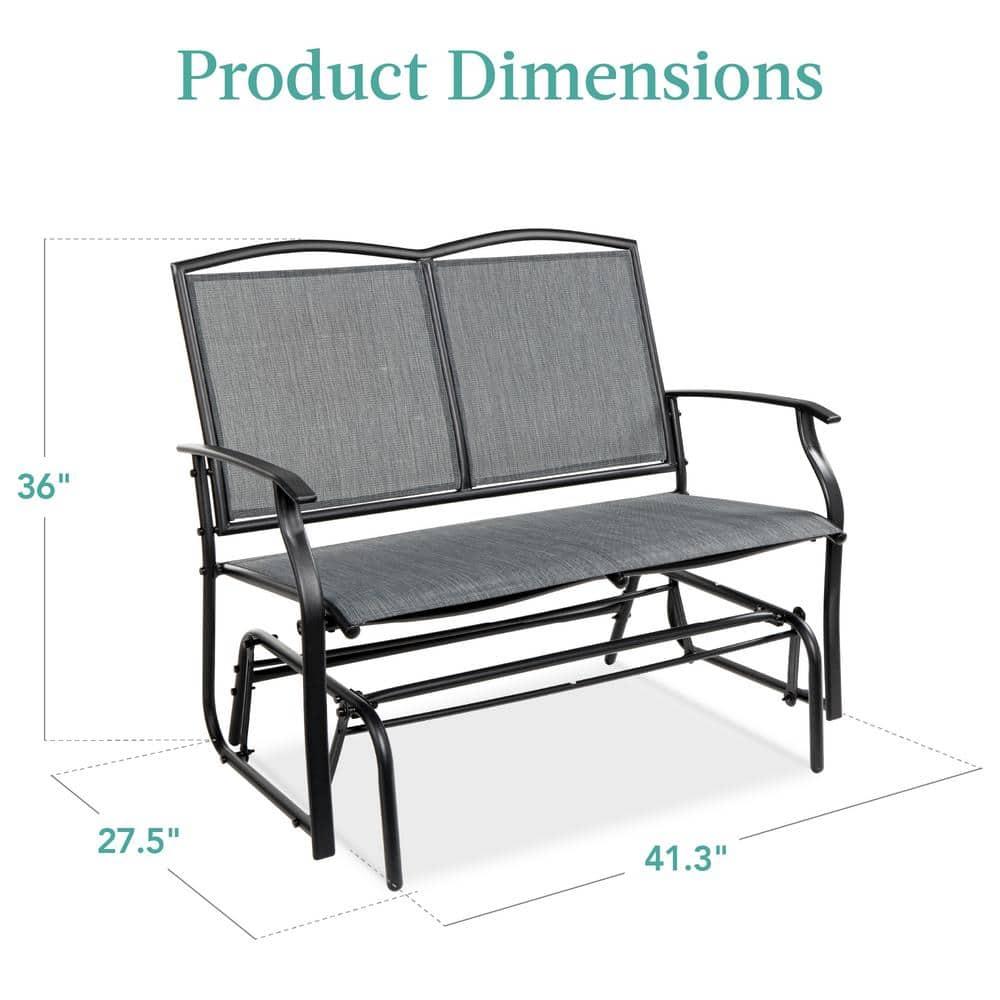 Best Choice Products 2-Person Outdoor Swing Glider, Steel Patio Loveseat, Bench Rocker w/ Armrests - Gray