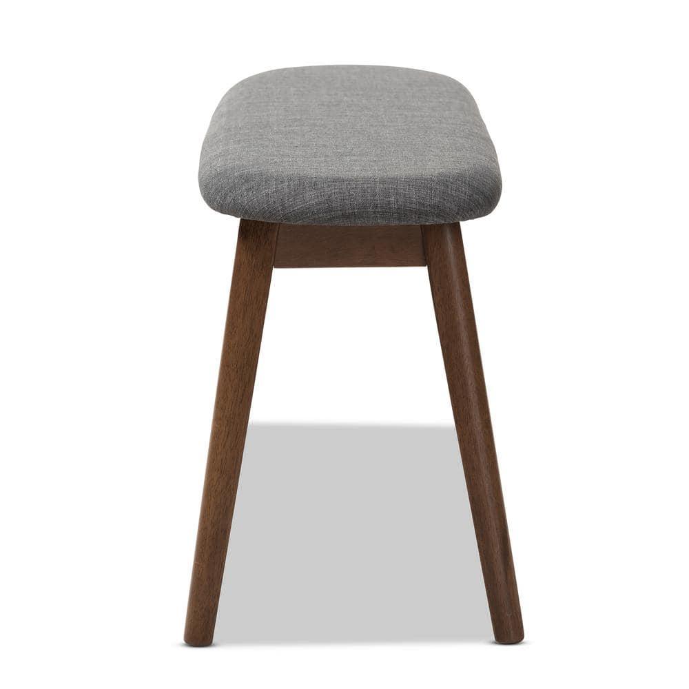 George Oliver Echoes Mid-Century Modern Bench with Dark Grey Fabric Upholstery and Walnut Finish