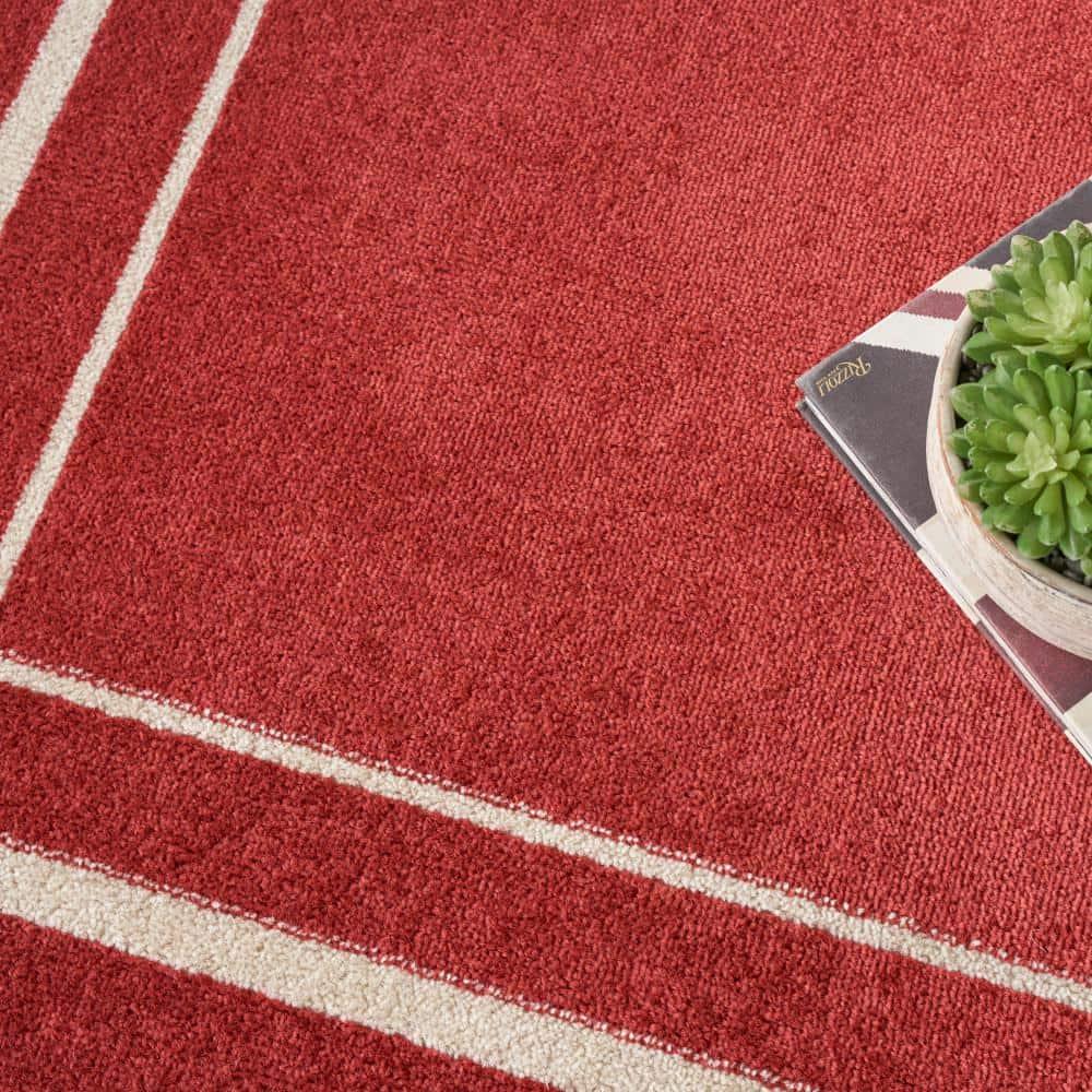 Nourison Essentials 5' x square Brick/Ivory Contemporary Indoor/Outdoor Rug