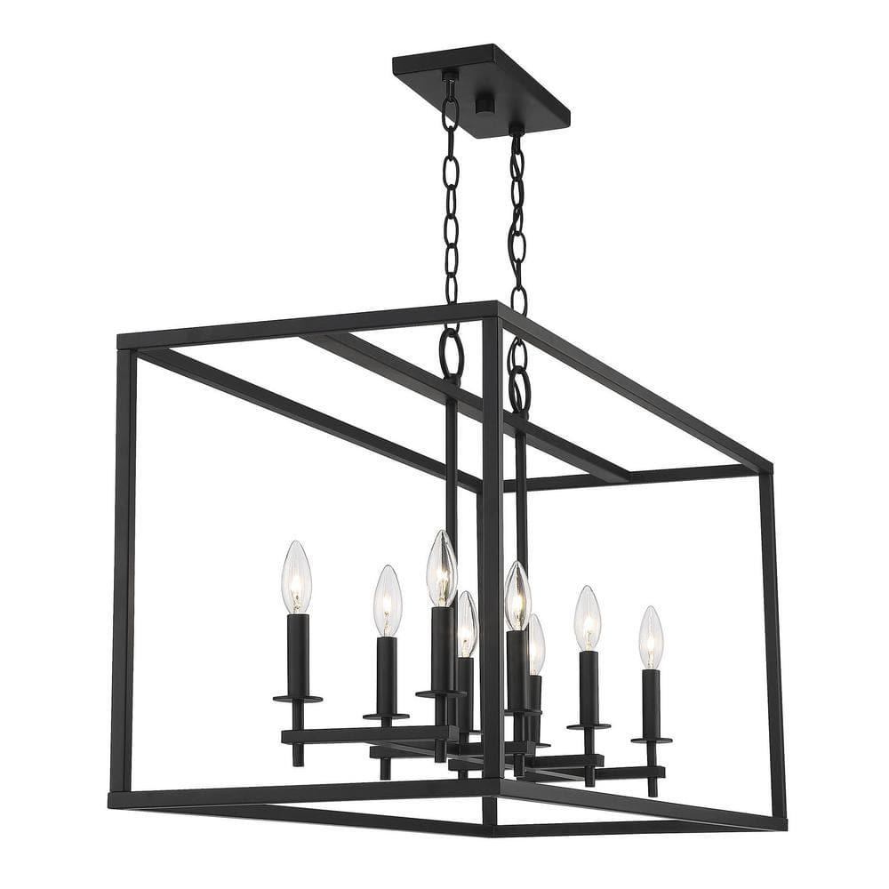 Trade Winds Mia 8-Light Outdoor Linear Chandelier in Matte Black