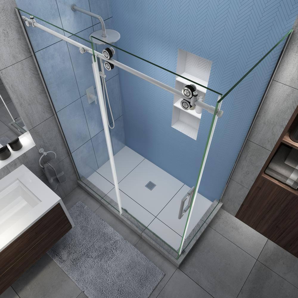 Langham XL 56" - 60" W x 38" D x 80" H Frameless Rectangle Sliding Shower Enclosure