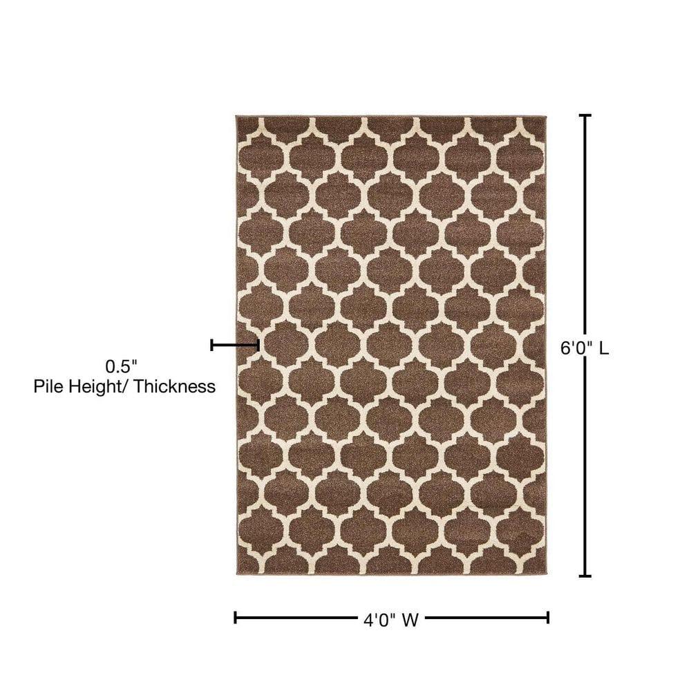 Unique Loom 4' 1 x 6' 1 Trellis Philadelphia Brown Area Rug
