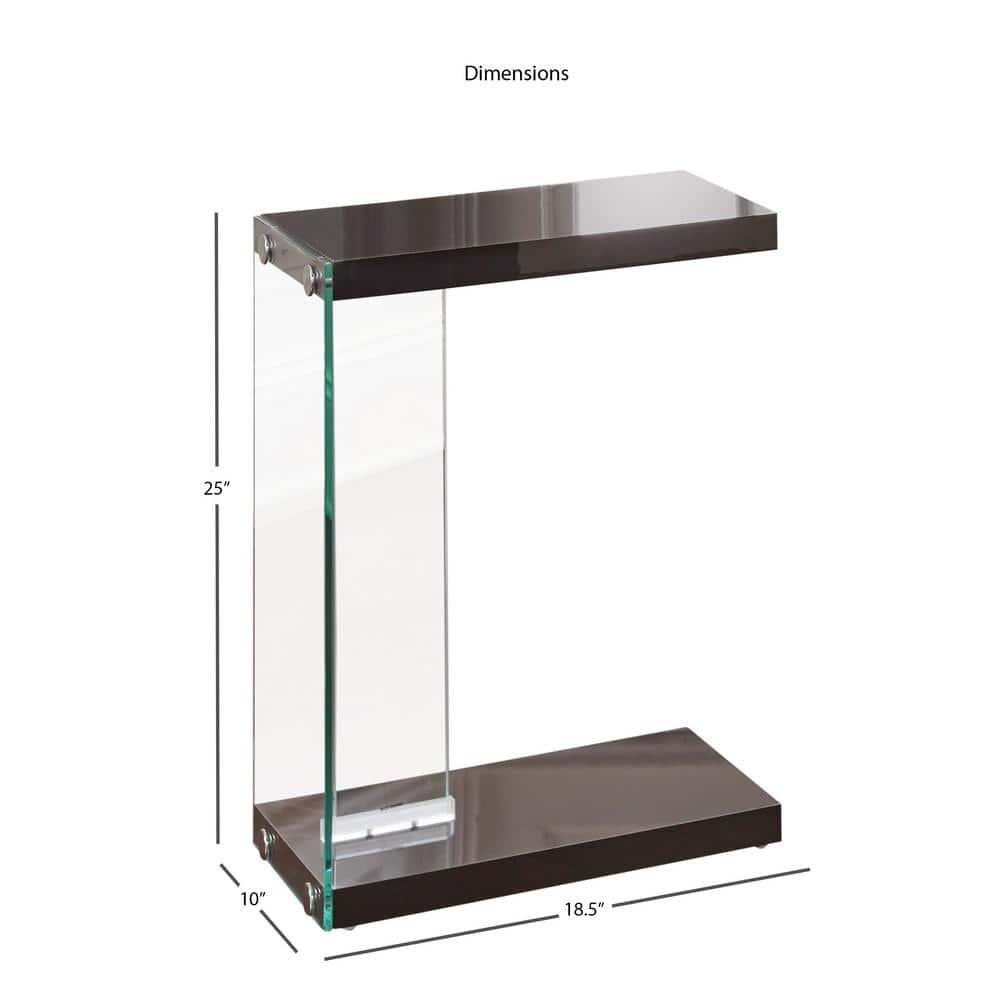 Elaina Chair Side End Table Black - Steve Silver Co.: Modern Rectangular Accent Table, Tempered Glass Frame, 2 Shelves