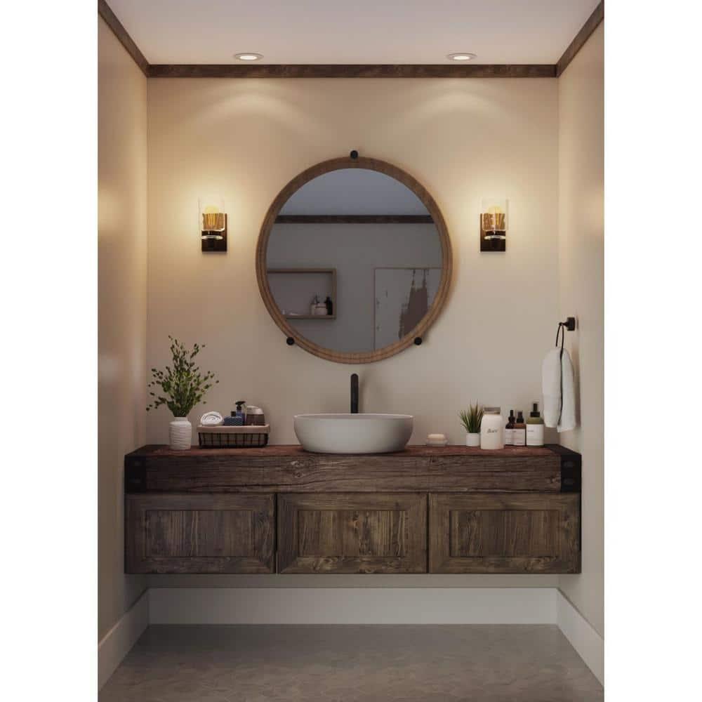 Progress Lighting Calhoun 1-Light Bath & Vanity, Steel, Antique Bronze, Clear Glass Shade