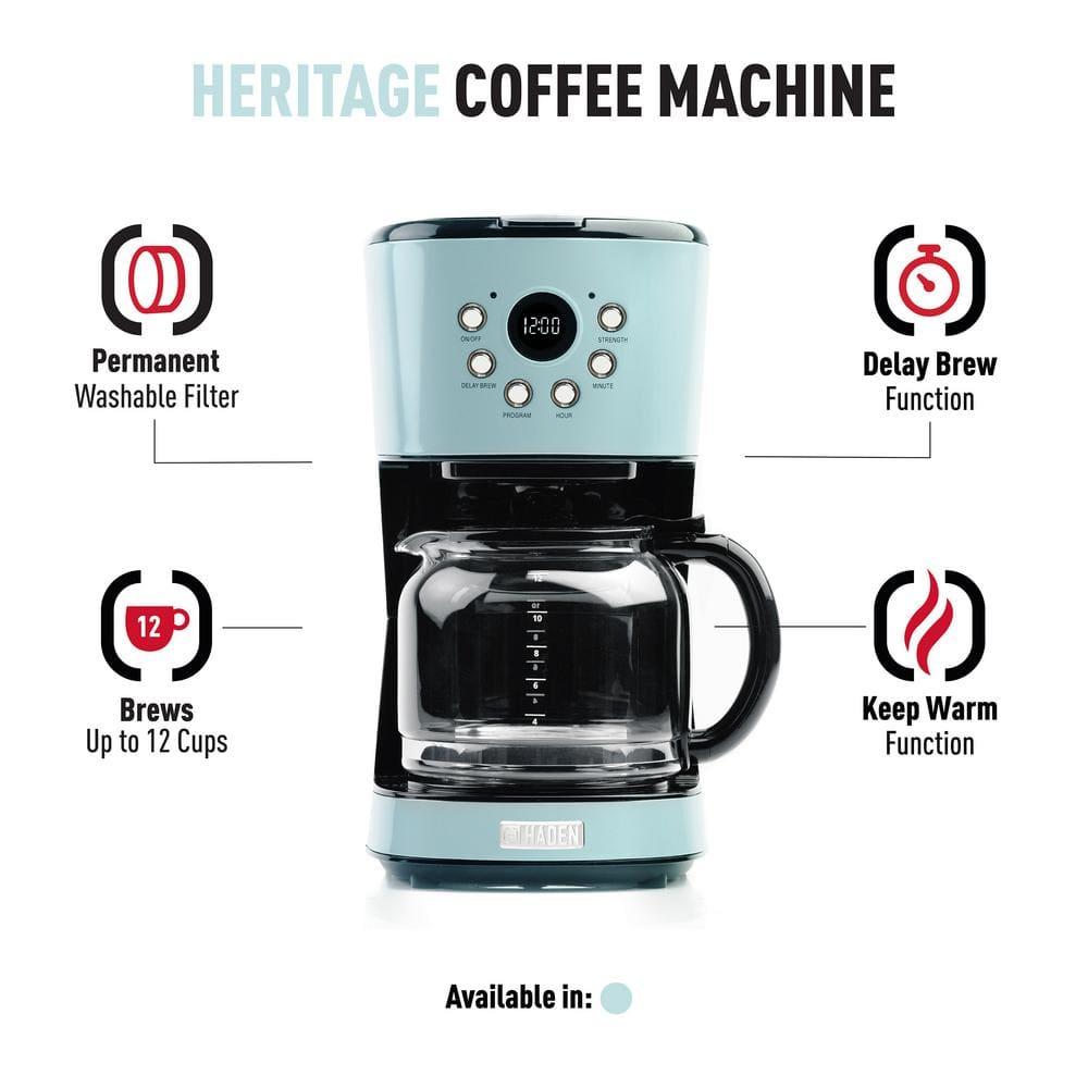 Haden Coffee Machine, 12 Cup Programmable Drip Coffee Maker