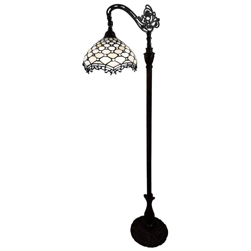 Amora Lighting Tiffany Style Jeweled Reading Floor Lamp 62" High