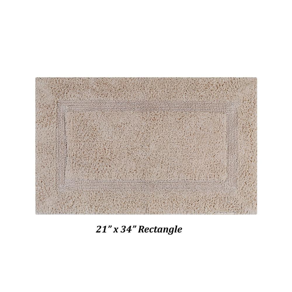 Better Trends Lux 100% Cotton Tufted Solid Reversible Bath Rug Set 2 PC (17" x 24" | 21" x 34") - Sand