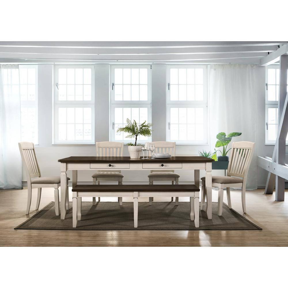 Best Master Furniture Belle Mesa de Comedor Rectangular de Madera Maciza de 78" en Color Crema Roble