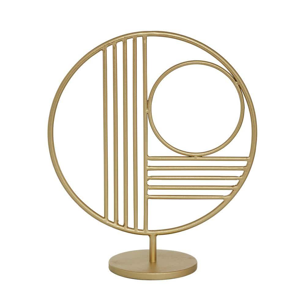 5" x 14" Gold Metal Geometric Sculpture, by DecMode