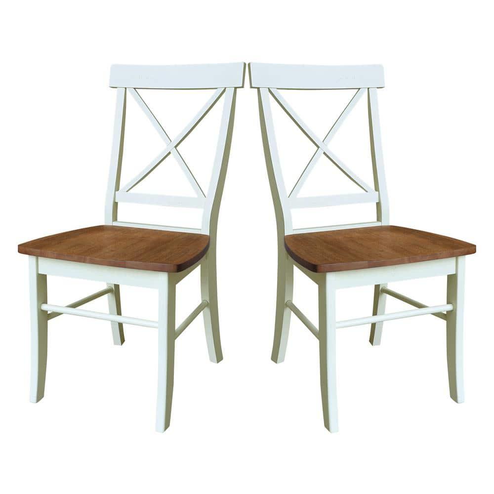 International Concepts Set of Two X-Back Dining Chairs, Hickory/Shell