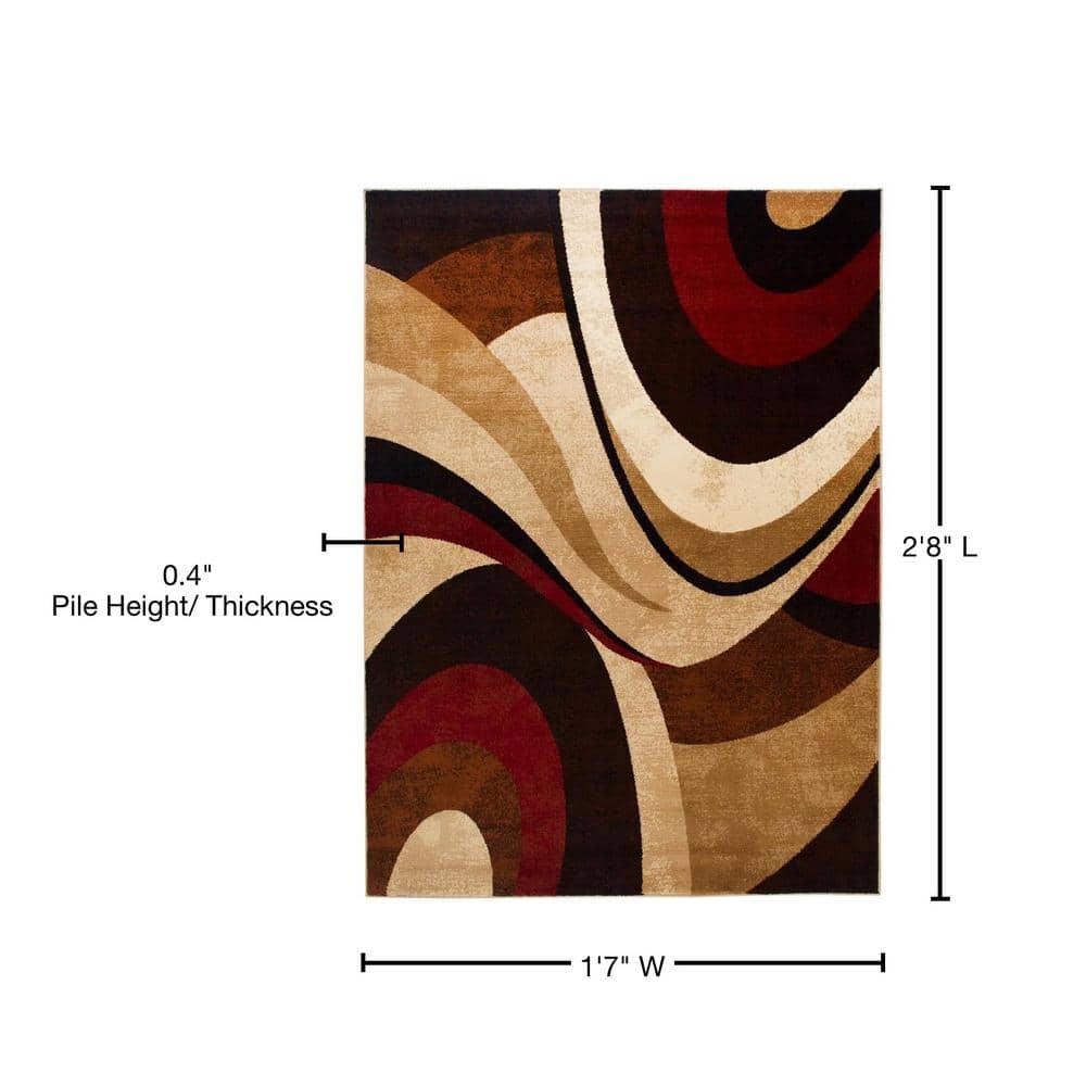 Home Dynamix Slade Contemporary Abstract Area Rug, Brown/Red, 18.9"x31.5"