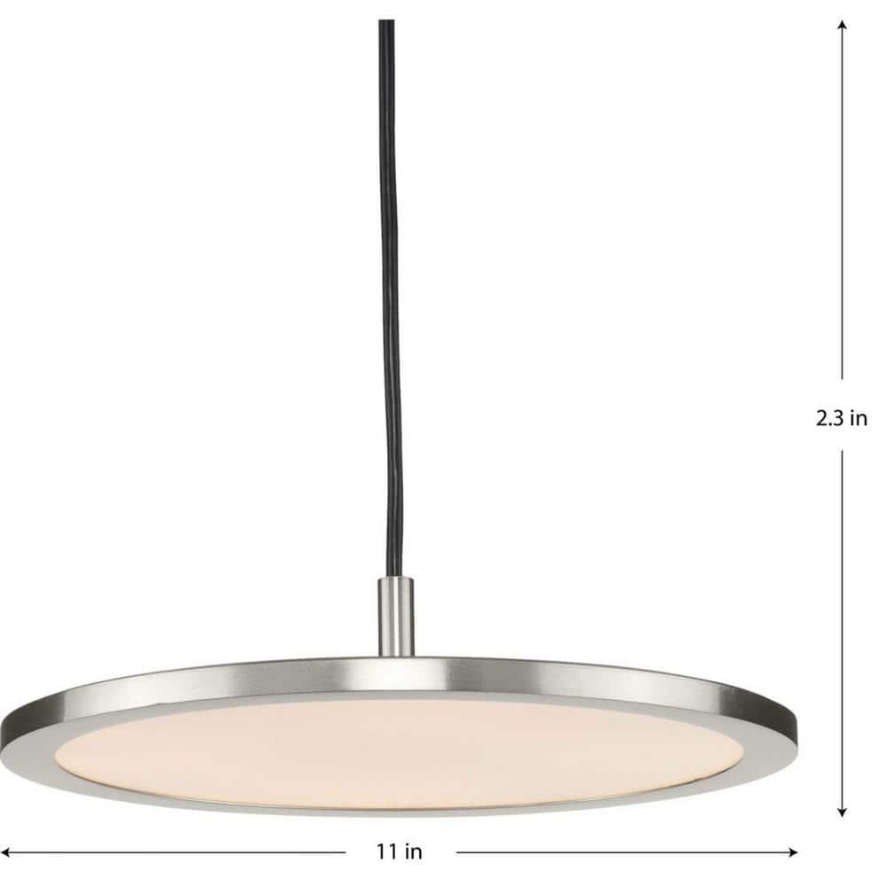 Progress Lighting Everlume 1-Light LED Pendant, Brushed Nickel, Edge-Lit Flat Panel Diffuser