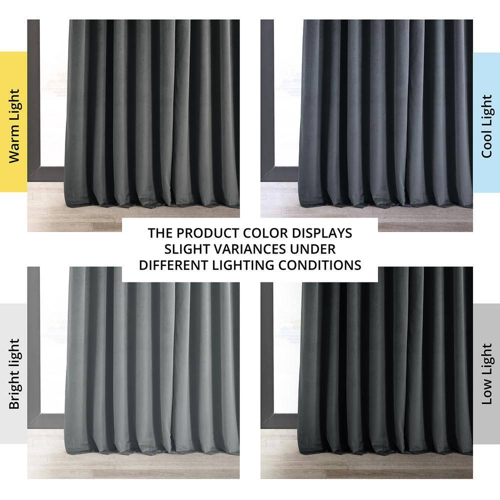 Half Price Drapes Signature Natural Grey Extra Wide Velvet Blackout Curtains (1 Panel),100W X 96L