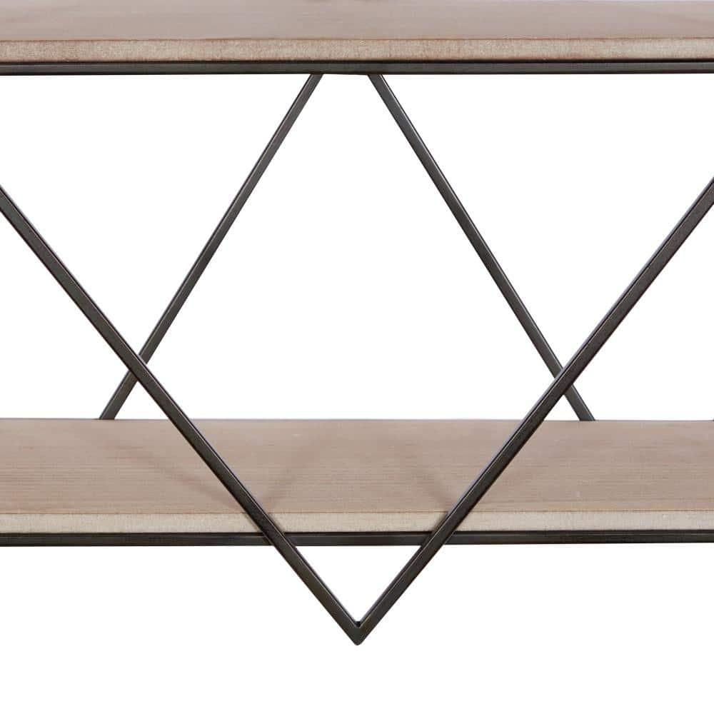 DecMode Brown Wood Contemporary Wall Shelf