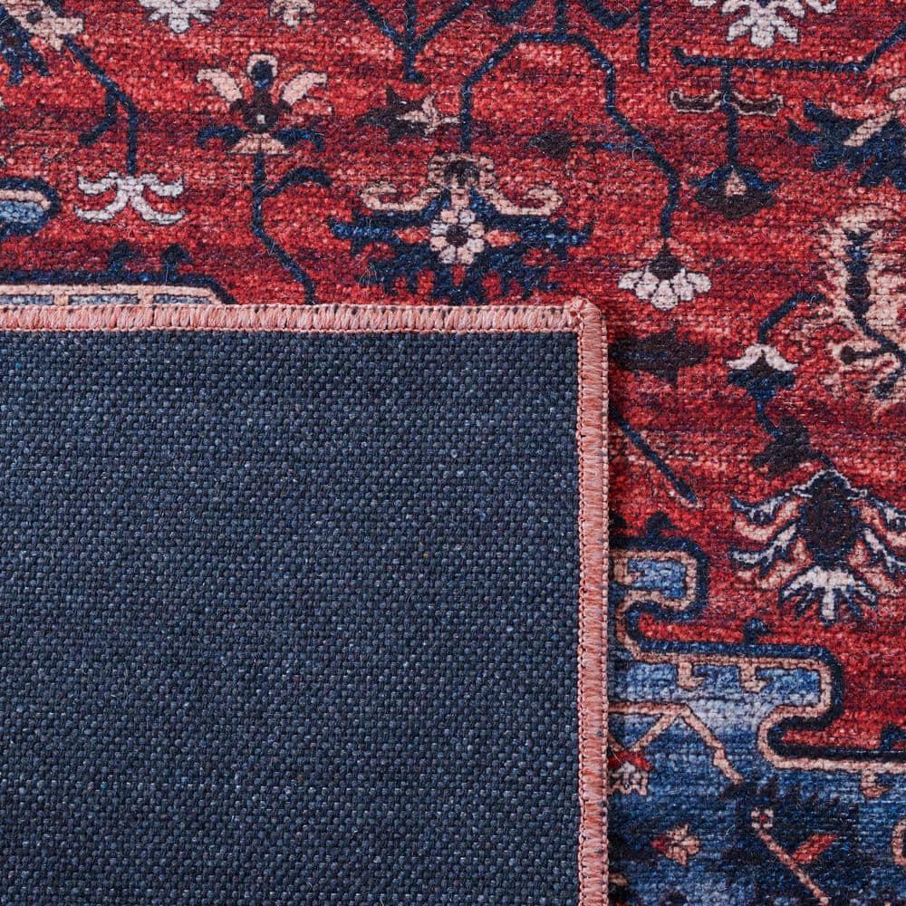 Serapi SEP560 Power Loomed Machine Washable Skid-Resistant Indoor Accent Rug - Red/Navy - 3'3"x5' - Safavieh