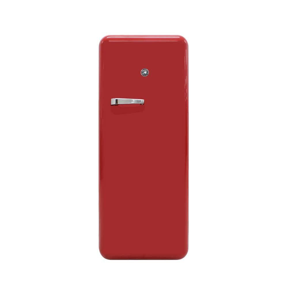 Brama 9.2 Cu.Ft. Retro Red Top-Freezer Refrigerator with Solid Steel Door