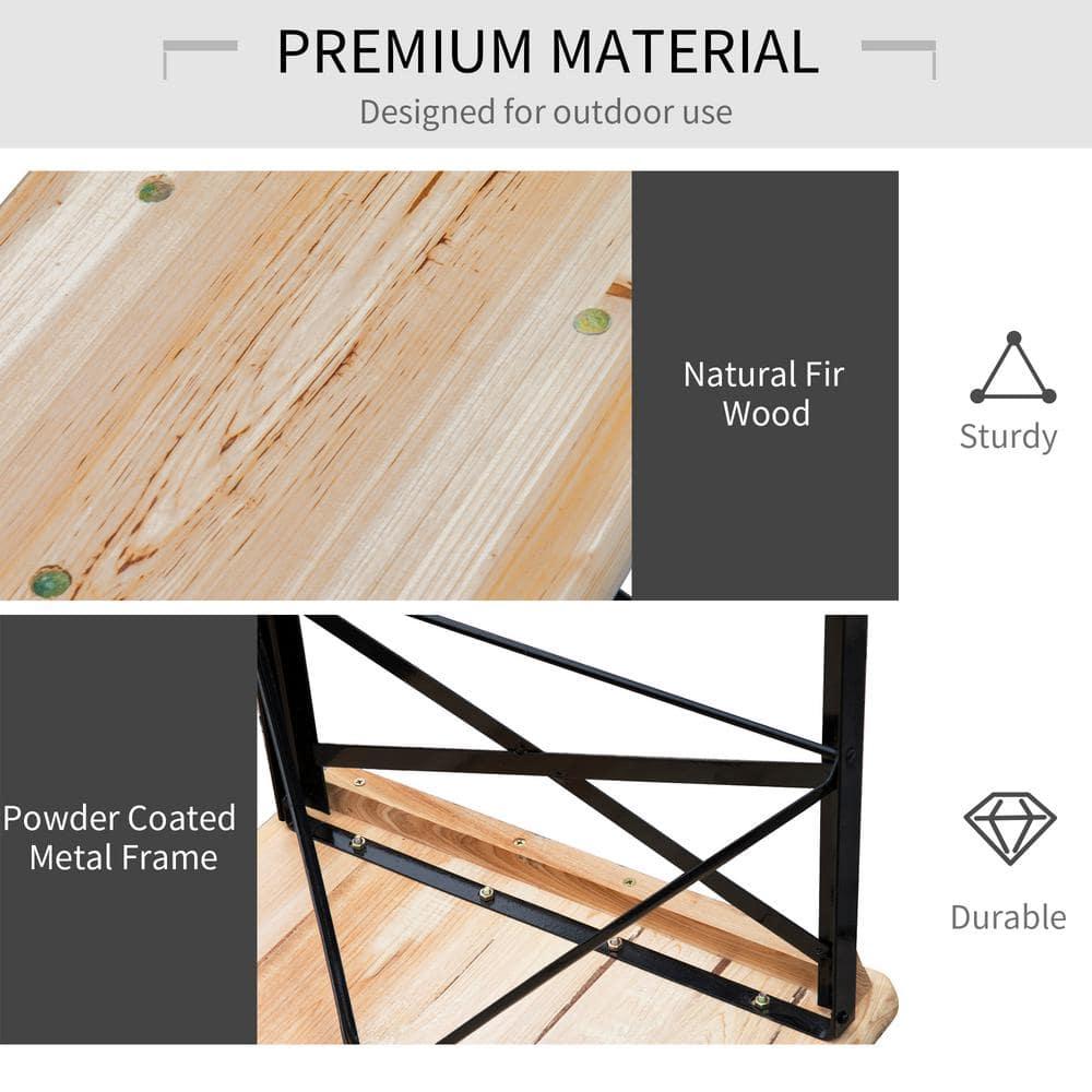 Outsunny 6' Portable Picnic Table and Bench Set, Outdoor Wooden Folding Camping Dining Table Set for Patio Garden Outdoor Activities