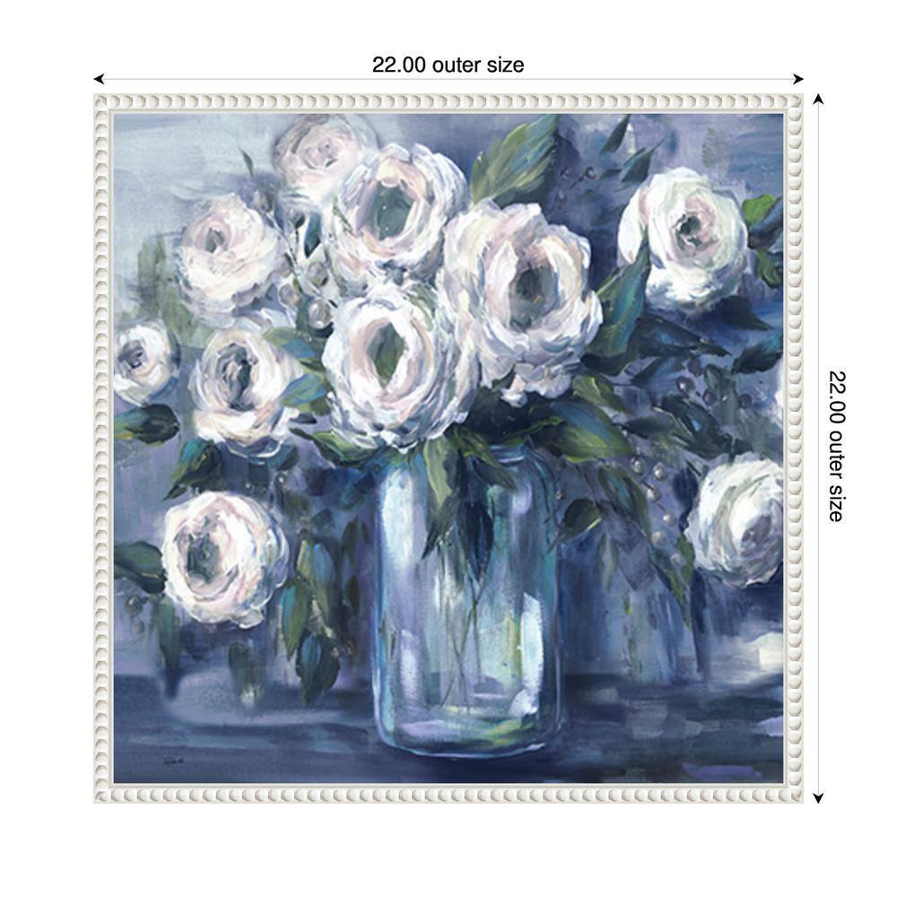 Amanti Art 22"x22" Indigo and White Blooms in Mason Jar by Tre Sorelle Studios Framed Canvas