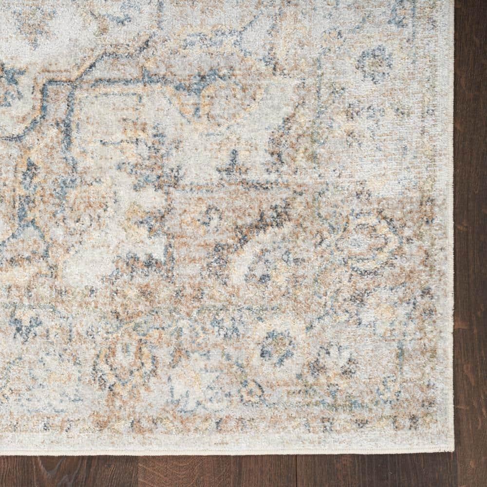 Nourison Astra Machine Washable Vintage Medallion Indoor Rug Silver Grey 6'7" x 9'