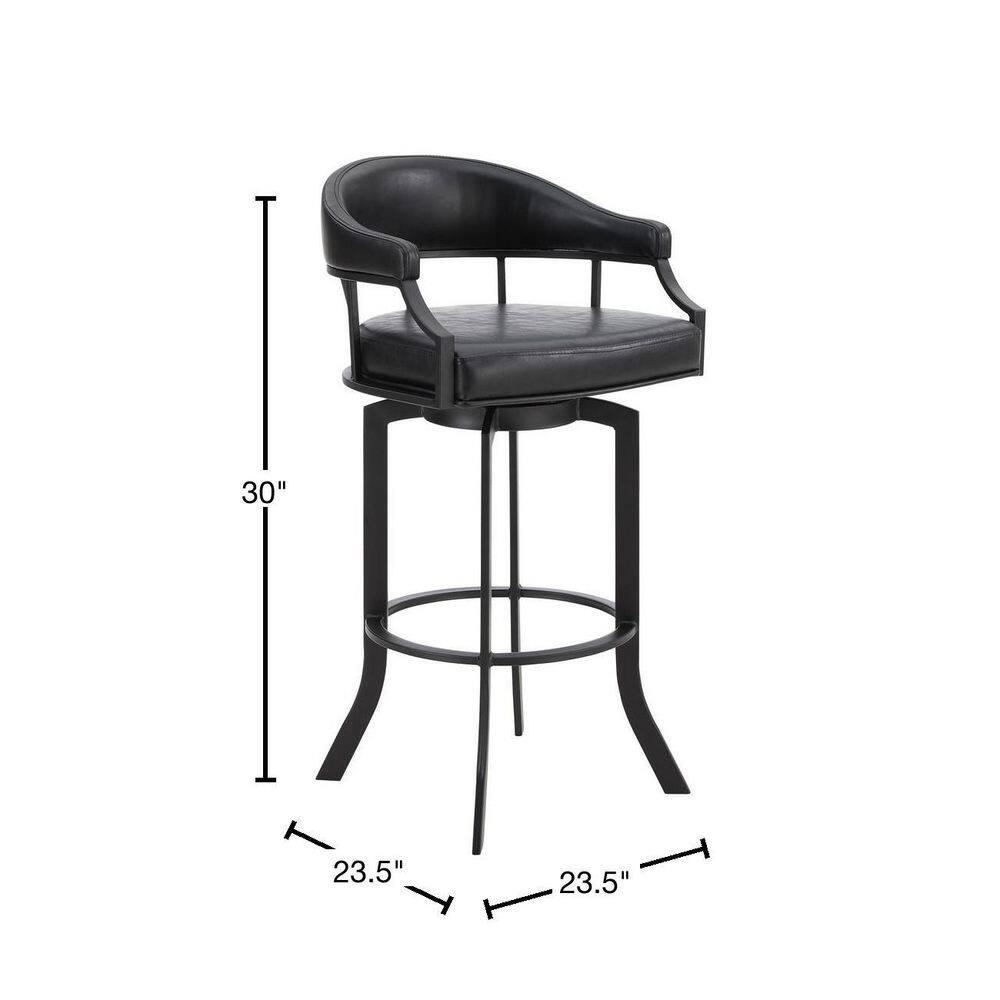 Armen Living Indoor Dione 30" Bar Height Barstool in Auburn Bay and Brown Faux Leather