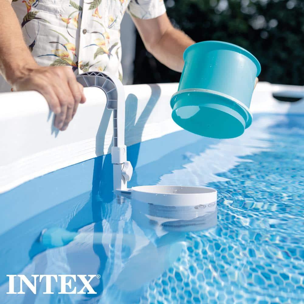 Intex Deluxe Automatic Surface Skimmer Bundled with Maintenance Kit w/ Vacuum & Pole, Swimming Pool Cleaning Tools for Above Ground and InGround Pools