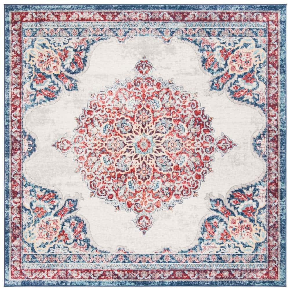 SAFAVIEH Brentwood Cahal Oriental Area Rug, Ivory/Red, 6'7" x 6'7" Square