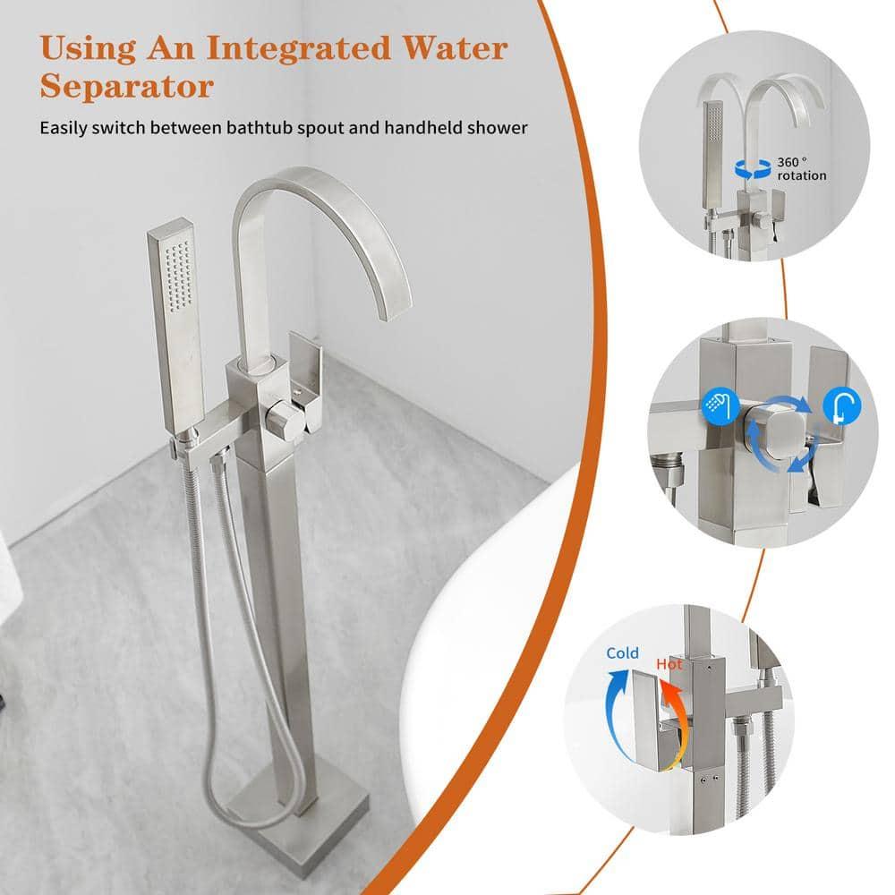 VIBRANTBATH A-97011-N 1 Handle Floor Clawfoot Tub Faucet with Diverter