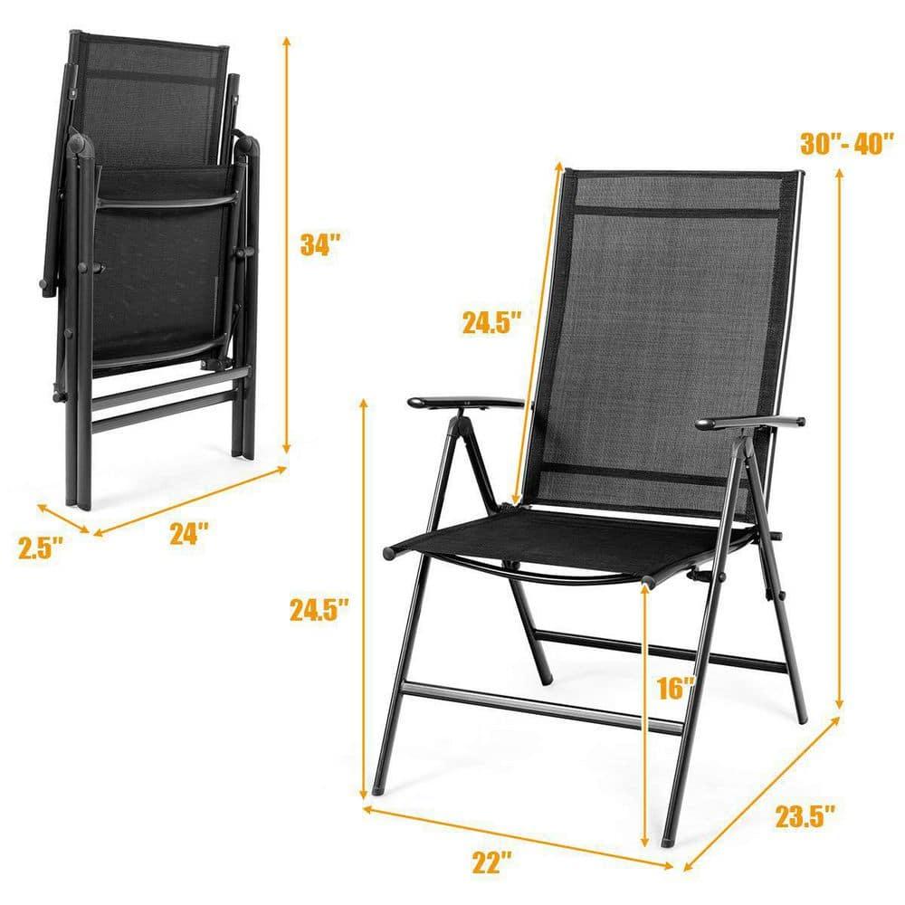 Costway Set of 2 Patio Folding Chair Recliner Adjustable  Black