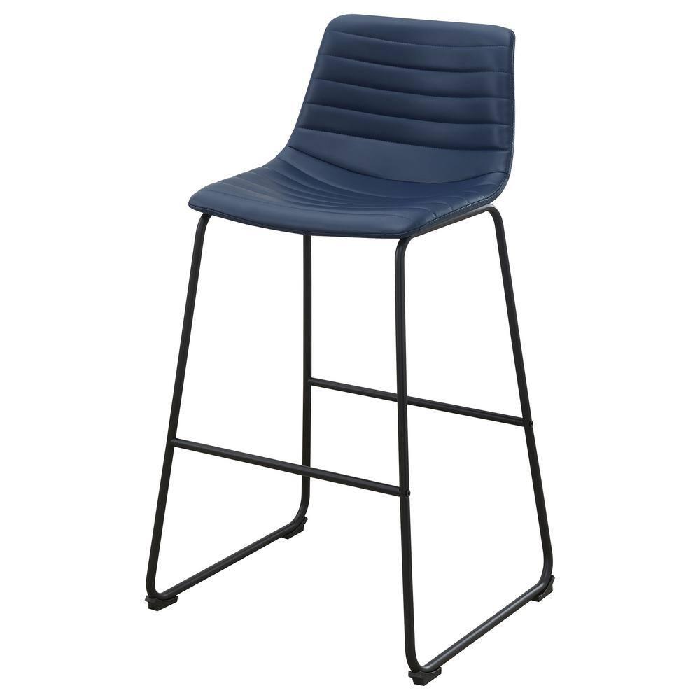 Coaster Zuni Rustic Faux Leather Upholstered Bar Chair in Blue