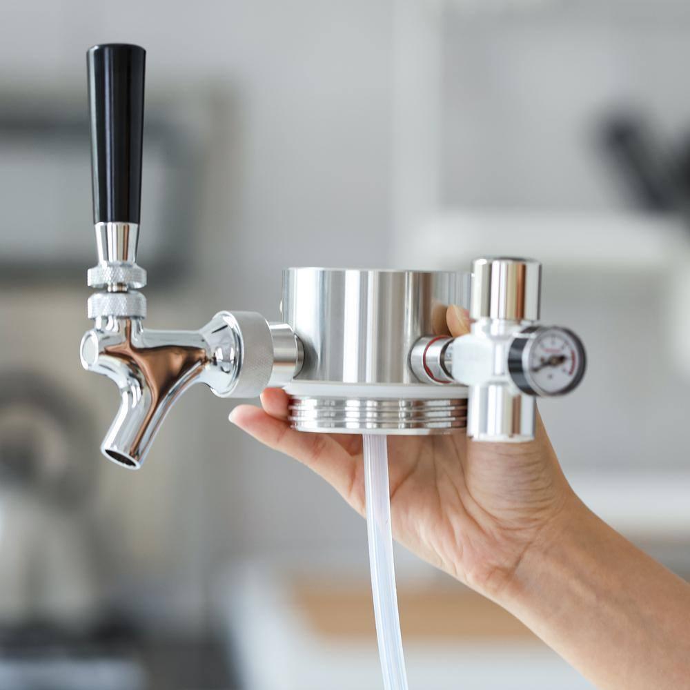 Razorri Engorde de Cerveza de Acero Inoxidable de 64 Oz, Barril Carbonatado con Aislamiento Al Vacío de Doble Pared con Grifo de Barra Profesional y Regulador de CO2 a Presión, 0,5 Galones, Azul Océano