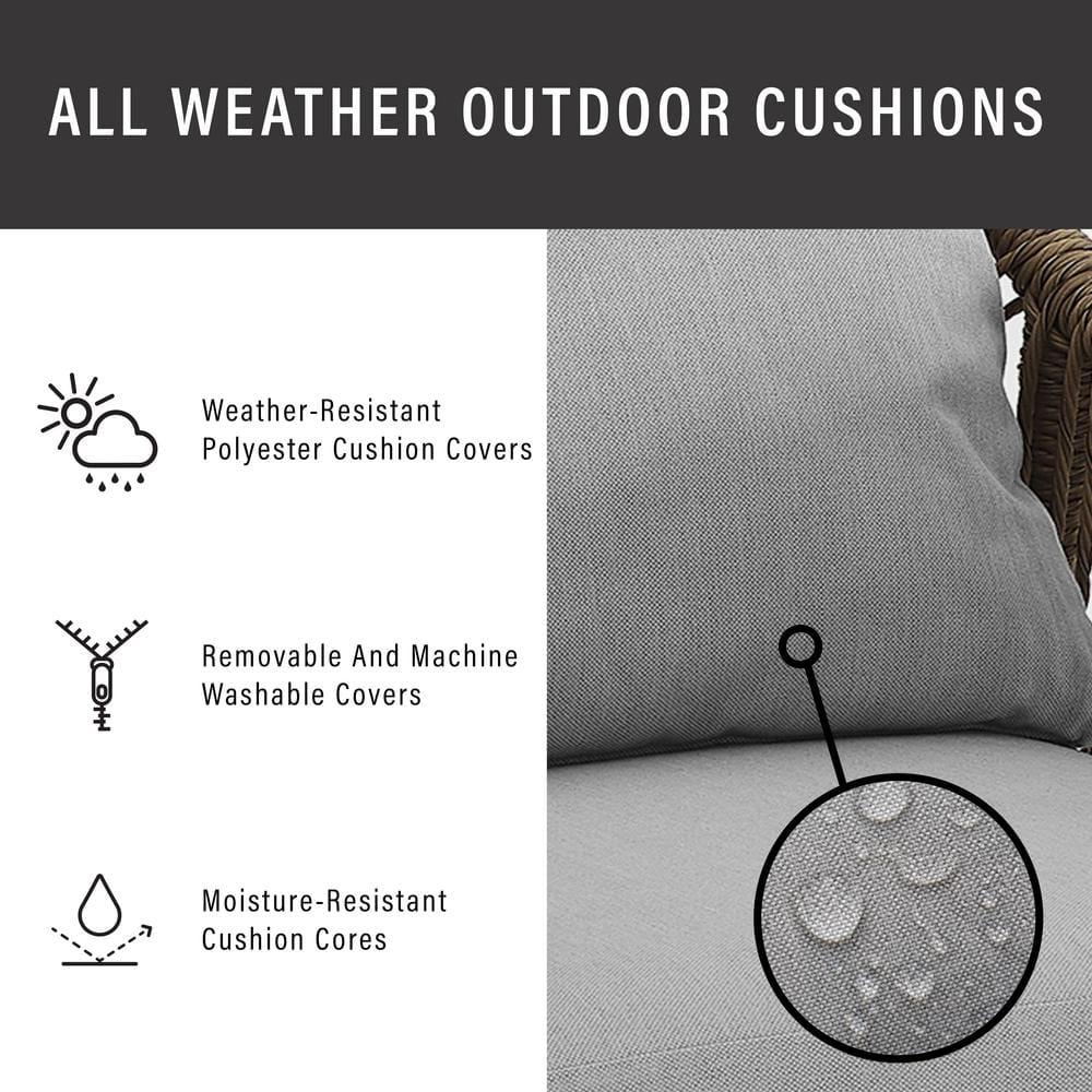 Haven 4pc Outdoor Wicker Conversation Set: Weather-Resistant, Steel Frame, Polyester Cushions - Crosley
