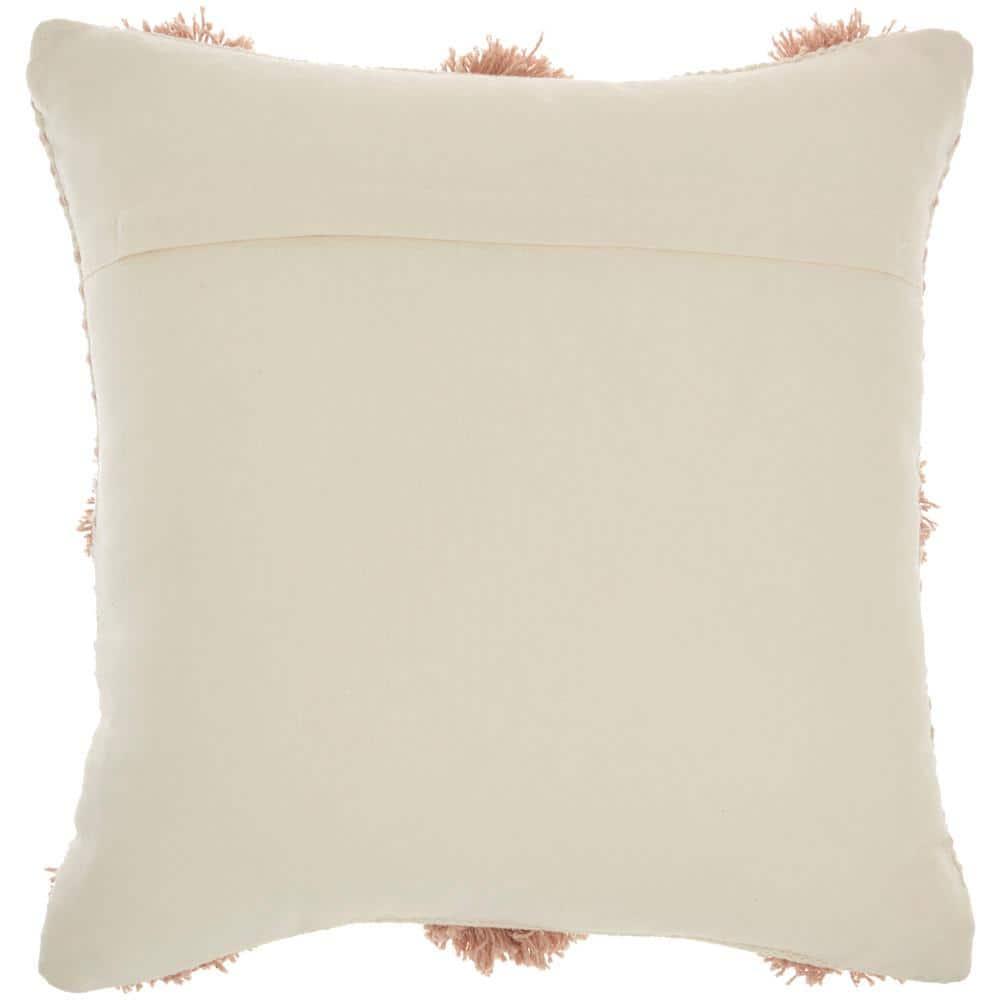 18"x18" Life Styles Tufted Pom Poms Square Throw Pillow Blush - Mina Victory: Handmade, Cotton, Zipper Closure