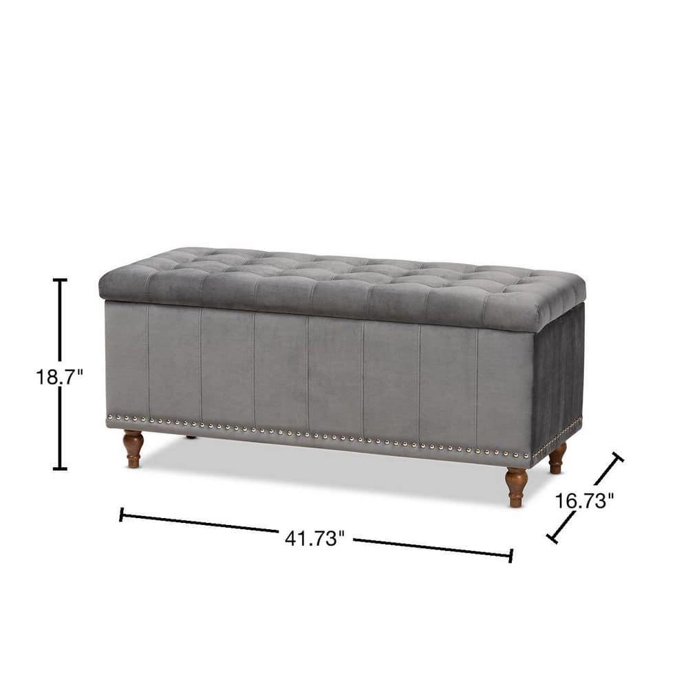 Kaylee Velvet Upholstered Button Tufted Ottoman Bench with Interior Storage - Baxton Studio